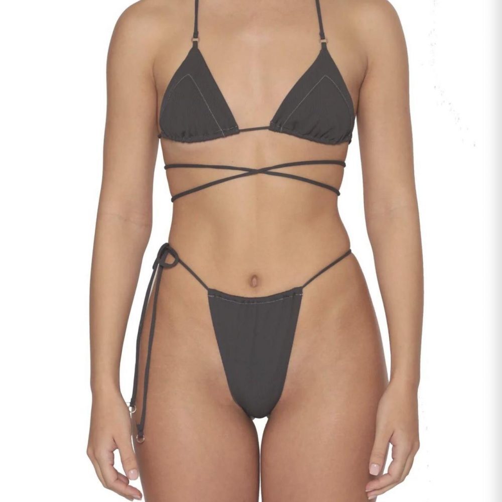 M Grey bikini set with a high waist bottom and a wrap around top #bikini #summer